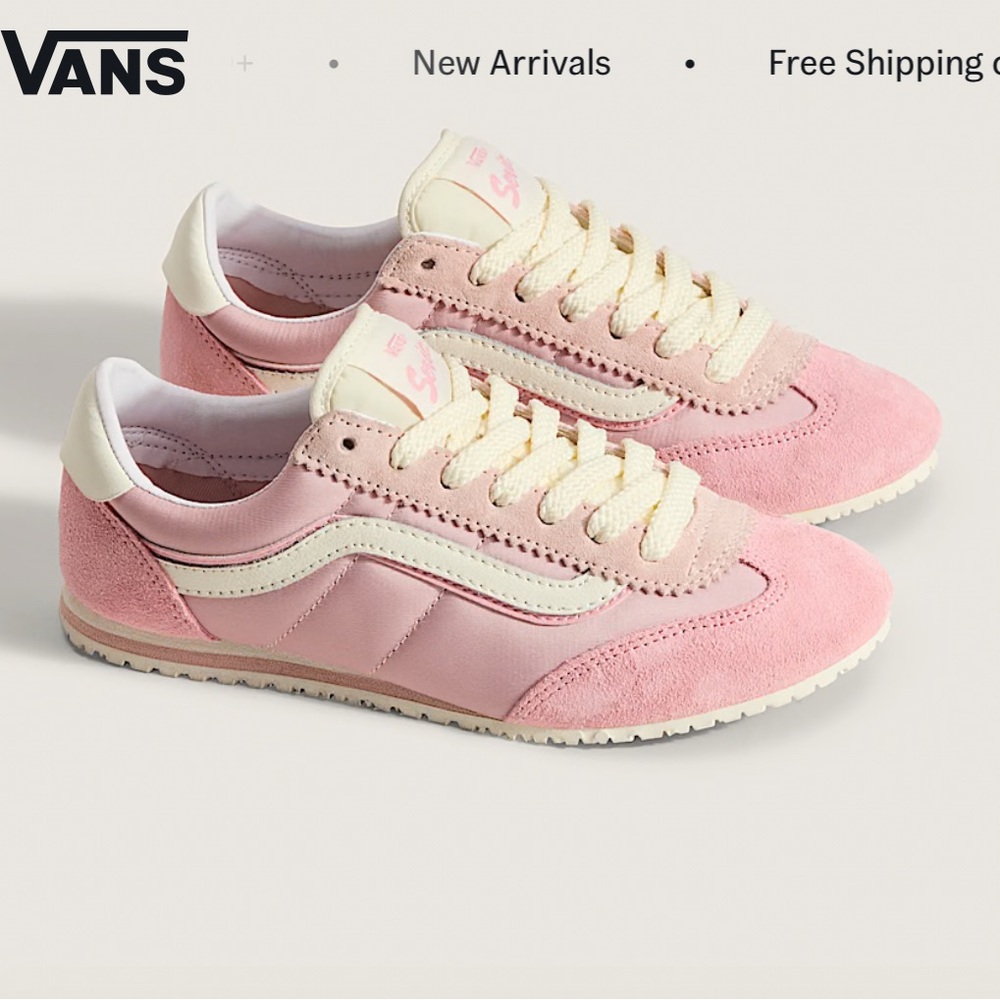 Vans Women's Soft Pink and Cream Sneakers